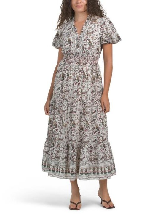 Max Studio Dresses & Skirts - MAX STUDIO Short Sleeve V-neck Tiered Maxi Dress